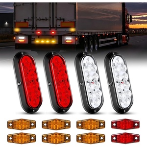 image:imageNilight LED Trailer Light Kit Oval Tail Lights with Diamond Marker Light  Waterproof Surface Mount Stop Turn Tail Side Marker Lighting for 12V Trailers Boats Campers RVs Trucks Vans and Caravans