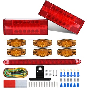 image:imageNilight LED Trailer Light Kit Rectangular Submersible for Utility Trailers  Fully Sealed Kit with Stop Turn Tail License Marker Lights ID Light Bar Wiring Harness for 12V Trailers Boats and SnowmobilesRed Trailer Light w16LED ID Bar wMarker Lights