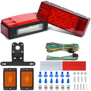 image:imageNilight LED Trailer Light Kit Rectangular Submersible for Utility Trailers  Fully Sealed Kit with Stop Turn Tail License Marker Lights ID Light Bar Wiring Harness for 12V Trailers Boats and SnowmobilesRed Trailer Light w Marker Lights