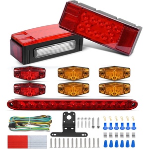 image:imageNilight LED Trailer Light Kit Rectangular Submersible for Utility Trailers  Fully Sealed Kit with Stop Turn Tail License Marker Lights ID Light Bar Wiring Harness for 12V Trailers Boats and SnowmobilesRed Trailer Light w11LED ID Bar wMarker Lights