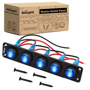 image:imageNilight 6 Gang Rocker Switch Panel IP67 Waterproof 12V24V OnOff Blue  3Pin Toggle Switches Aluminum Panel for Automotive Marine Boat Car Camper Truck Vehicles LightsBlue Waterproof 5 Gang