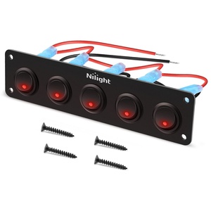 image:imageNilight 6 Gang Rocker Switch Panel IP67 Waterproof 12V24V OnOff Blue  3Pin Toggle Switches Aluminum Panel for Automotive Marine Boat Car Camper Truck Vehicles LightsRed