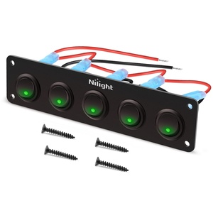 image:imageNilight 6 Gang Rocker Switch Panel IP67 Waterproof 12V24V OnOff Blue  3Pin Toggle Switches Aluminum Panel for Automotive Marine Boat Car Camper Truck Vehicles LightsGreen