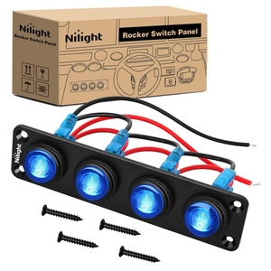 image:imageNilight 6 Gang Rocker Switch Panel IP67 Waterproof 12V24V OnOff Blue  3Pin Toggle Switches Aluminum Panel for Automotive Marine Boat Car Camper Truck Vehicles LightsBlue Waterproof 4 Gang